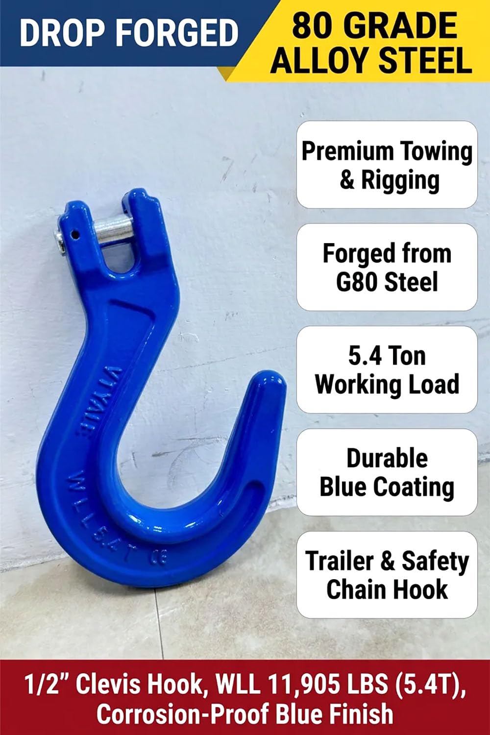 Heavy Duty G80 Clevis Hooks - 5.4t 2 Pack -5