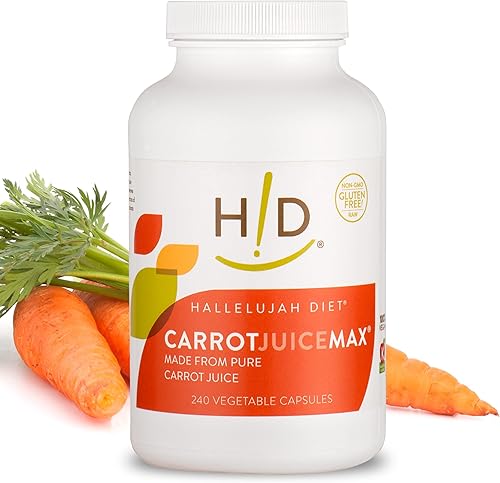 Miniatura 2 de Hallelujah Diet CarrotJuiceMax - Cápsulas vegetales hechas de jugo de zanahoria orgánico, sin ingredientes artificiales, vitaminas y minerales