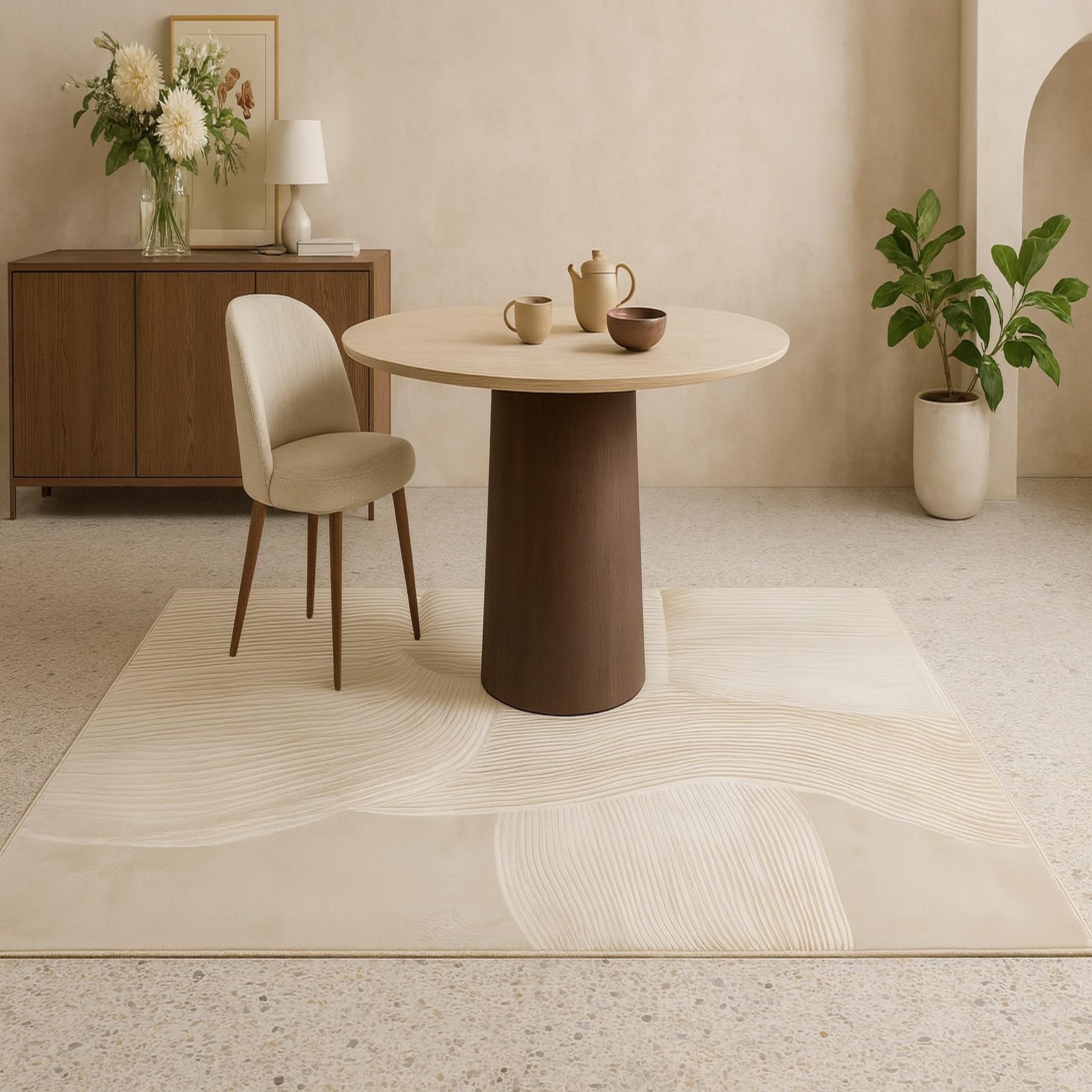 Tapis salon beige 160x230 tapis chambre lavable tapis cuisine antidérapant doux