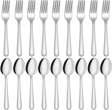 24-piece Forks and Spoons Silverware Set, Unokit Food Grade Stainless Steel Flatware Cutlery Set for Home, Kitchen and Restaurant, 12 Dinner Forks and 12 Dinner Spoons, Mirror Polished&Dishwasher Safe