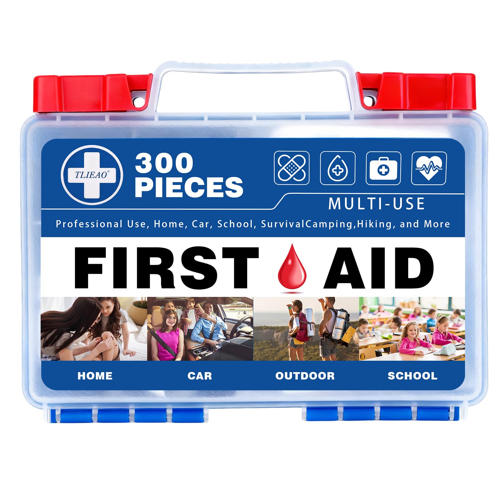 300 Piece Professional First Aid Kit, Navy Blue