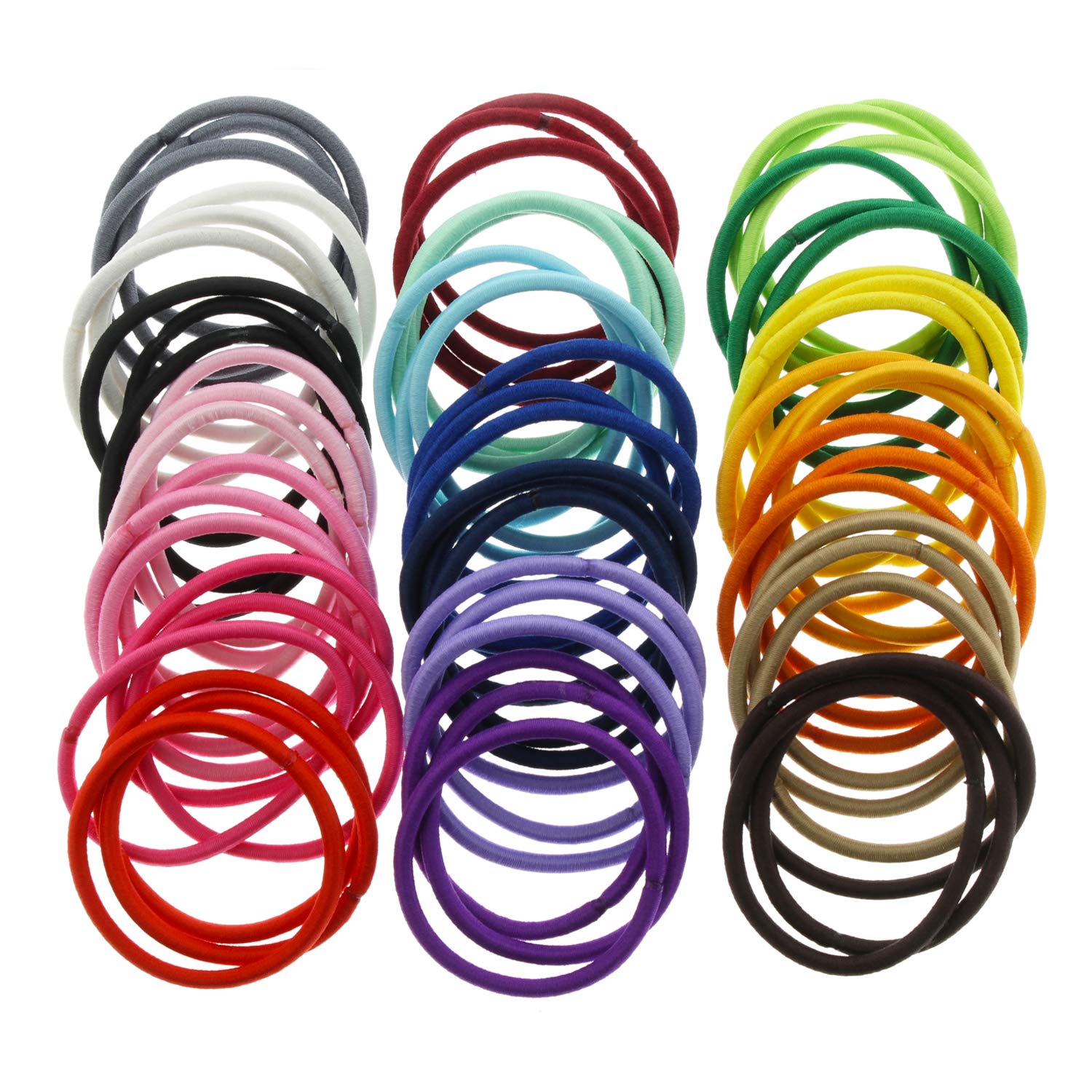 My Lello Hair Elastics Hair Ties, Professional Grade Ponytail Holders - 100 Pack Variety Rainbow B