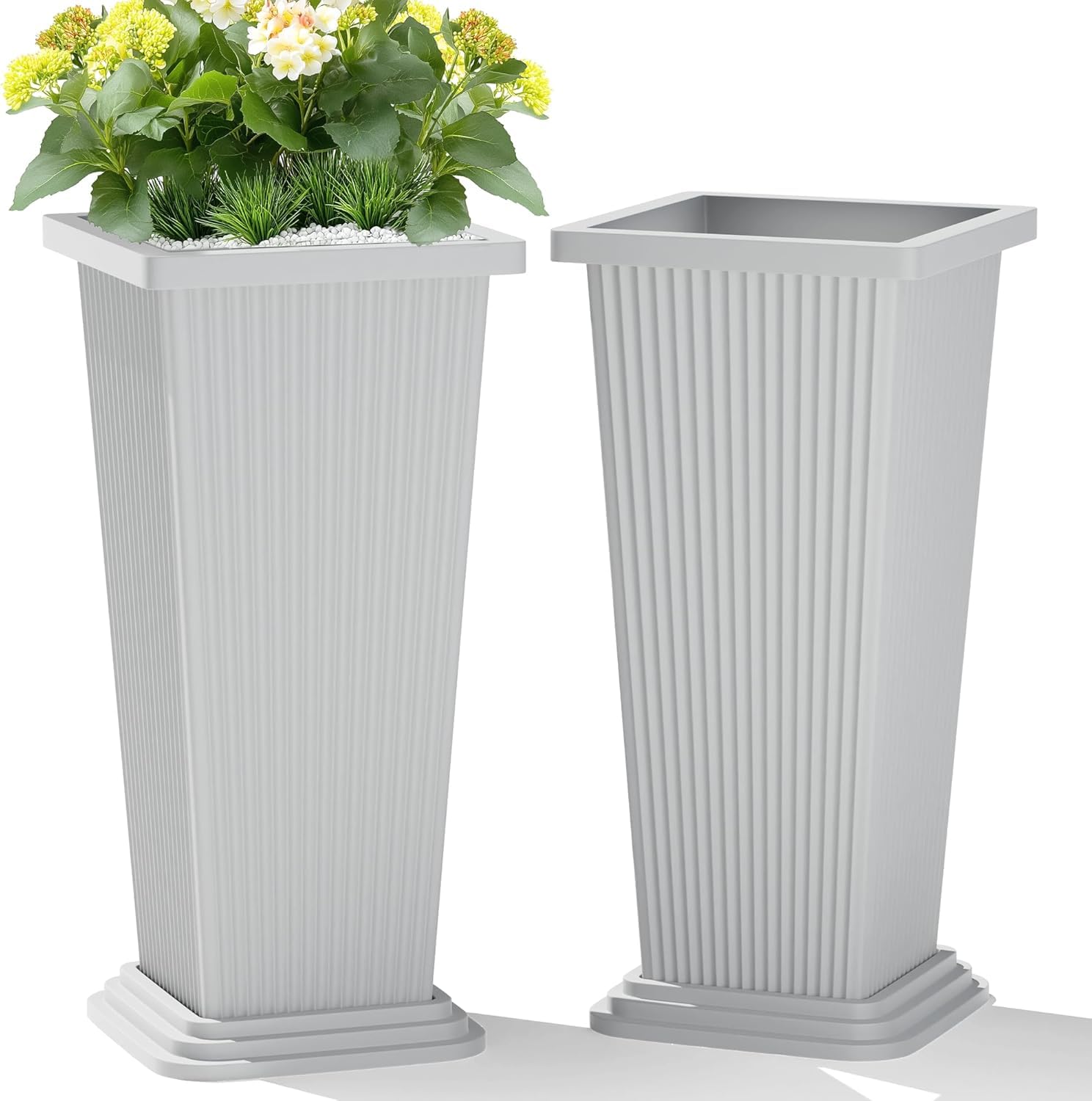 TUYOHW Set of 2 Large Tall Planters