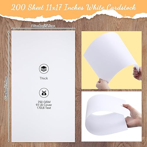 Miniatura 2 de Fulmoon 200 hojas de cartulina pesada de 11 x 17 pulgadas de grosor, papel de impresora de tamaño legal para impresoras de inyección de tinta o