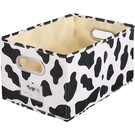 ANMINY Cow Print Easter Basket Fabric Storage Bin