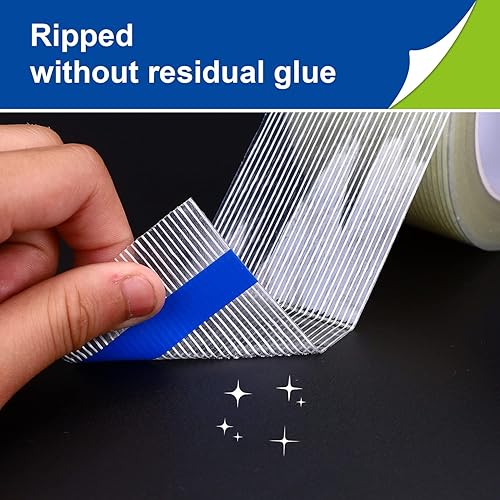 Miniatura 5 de nicestrong Paquete de 4 cintas de fibra de vidrio, grosor extra de 6.3 milésimas de pulgada y cinta de fleje reforzada con filamento transparente