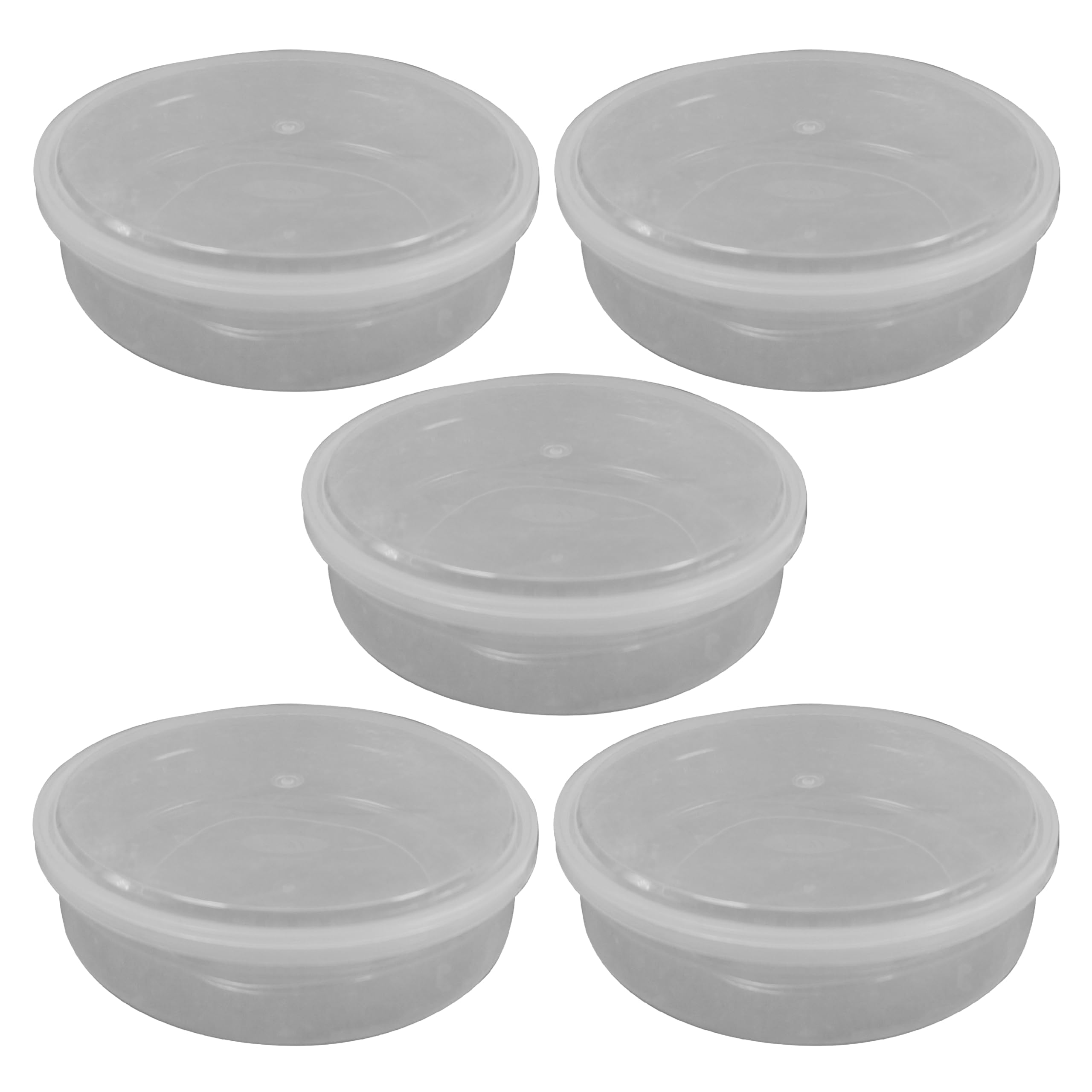 Clear (Pack Of 5) 2500Ml Round Plastic Food Container With Airtight Lids Food Storage Tubs Meal Prep Takeaway For Catering Christmas/Home Party Reusable Bpa Free Microwave & Freezer Safe
