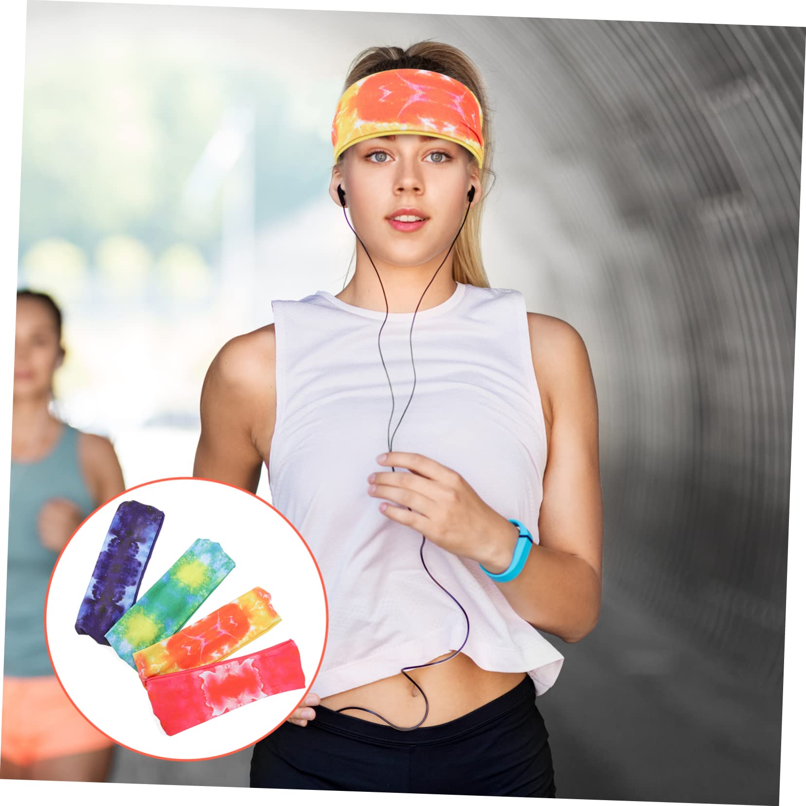 LIFKOME Fascia sportiva Tie Dye fasce sportive elastiche fasce per la corsa Yoga elastici scrunchies e per il sudore fascia per professionale poliestere