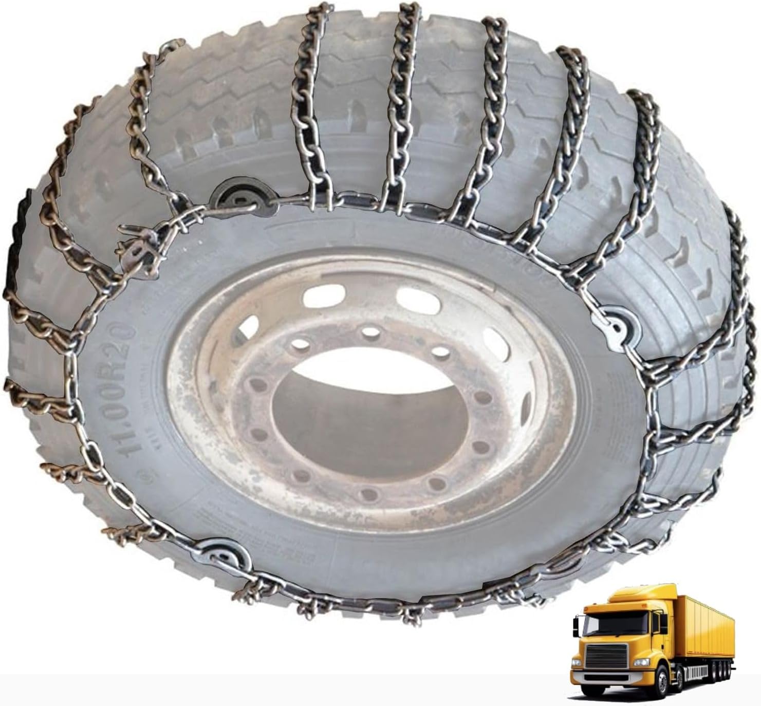 9mm Set of 2 Heavy Duty Snow Chains for Suvs pickup and Cars Skid Traction Chains High Strength Manganese Emergency Use for Tire Reliable 285/80R22.5 2pcs 235/75R17.5