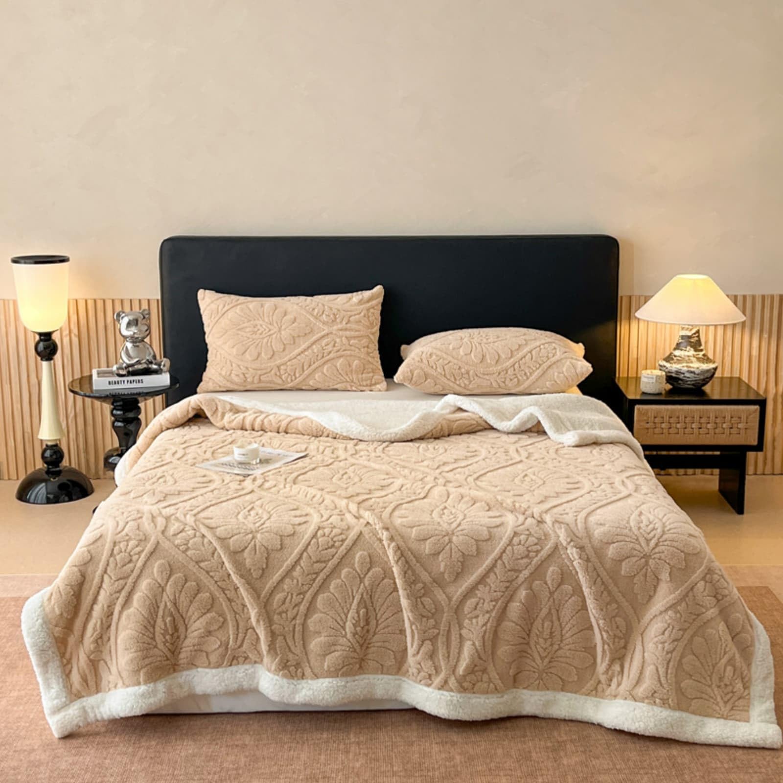 Chickwin Manta Suave Franela, Manta Sherpa Cama 90 105 135 150 160, 7 TOG Sobrecama Felpa Invierno Cálida Microfibra Reversible para Sofa Sillón y Sala de Estar (Color Camello,200x230cm)