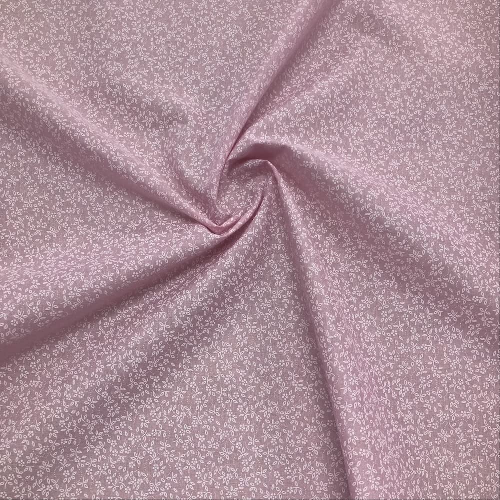 Kayes Textiles Candy Pink Ditsy Floral Polycotton Fabric (Per Metre) (Candy Pink)
