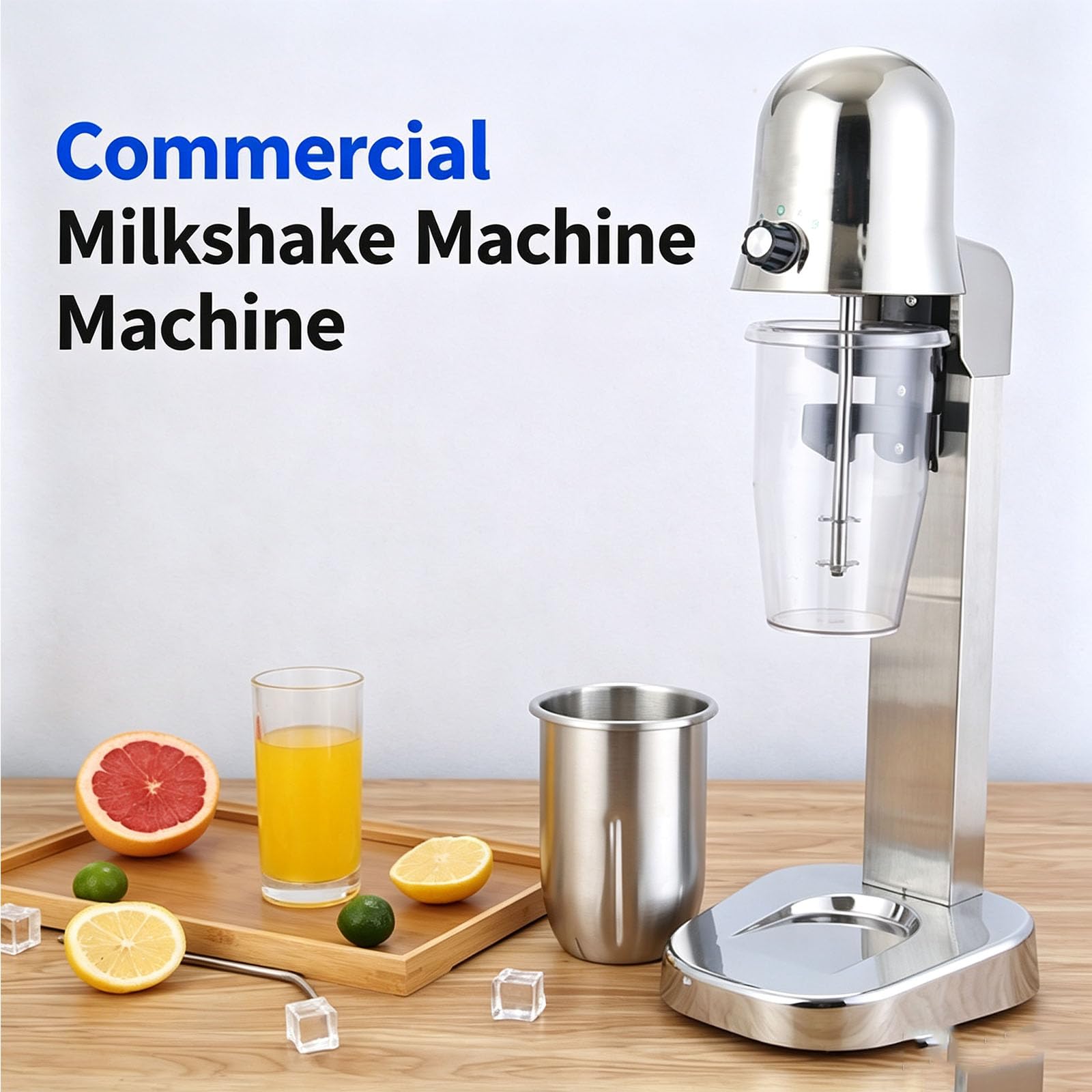 Frullatore Elettrico Per Milkshake, Con Testa Rotonda, In Acciaio Inossidabile, 2 Velocità, 18000 Giri/minuto, Ideale Per Bar, Frullati, Smoothie, Facile Da Pulire E Dal Design Resistente.