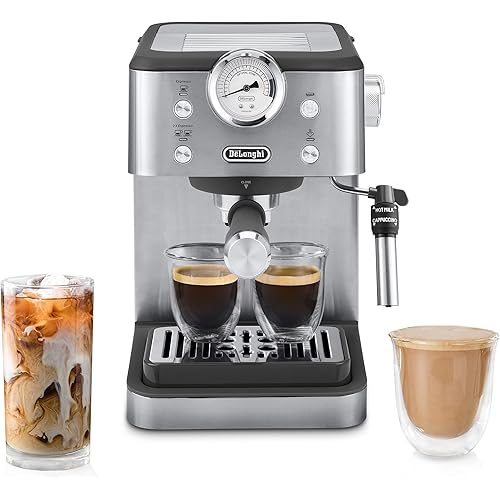 De’Longhi Classic Espresso Machine with Milk Frother, 15-Bar Pump & Temperature Control - Barista Coffee Maker Kit for Espresso, Latte, Cappuccino & Iced