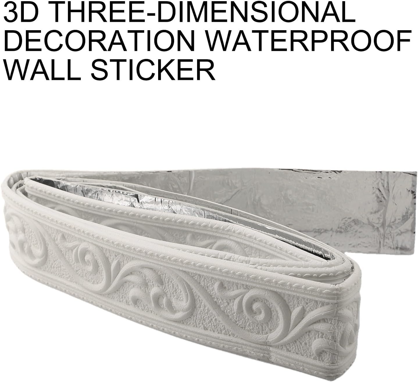 3D Tiles DIY Waterproof Skirting Sticker Border Decoration,White,230x5x0.4cm XPE Foam Molding Trim for Wall,Door Frame and TV Background(White)