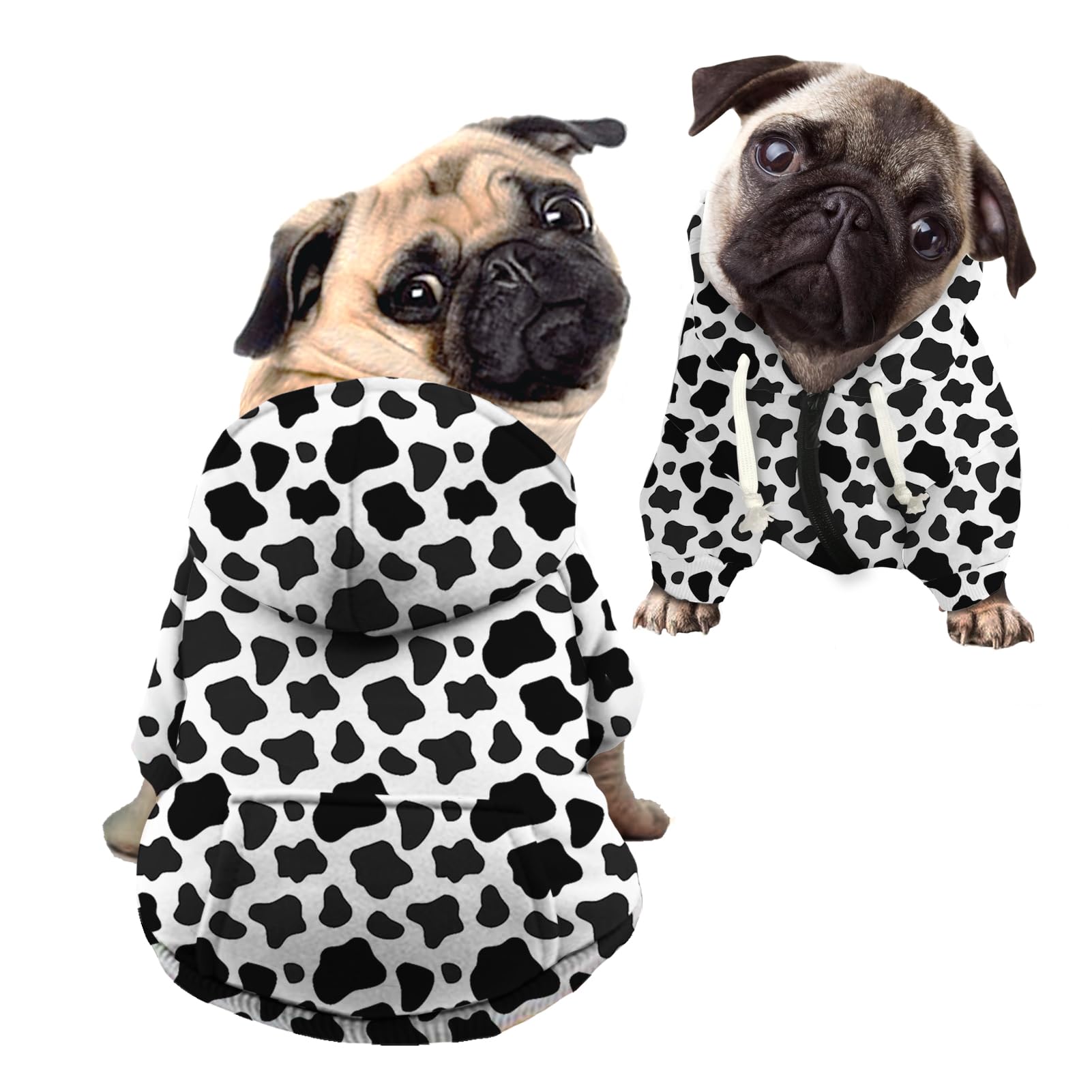 Kuiaobaty Cute Cow Print Dog Hoodie Zipper Comfort Puppy Pet Sweatshirt with Hat Sweatshirt for Small Medium Dogs Jumpers Outfits — image 1
