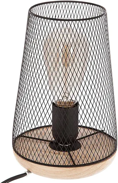 Lampe à Poser Atmosphera Zely Noire - Métal & Bois H23 cm - Salon