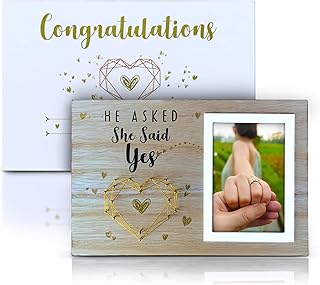He Asked, She Said Yes Engagement Picture Frame , Engagement Gift For Couples Unique , Engaged Gifts For Her , Gifts For Newly Engaged Friend , Bride To Be Gifts For Her , Engagement Gifts For Women