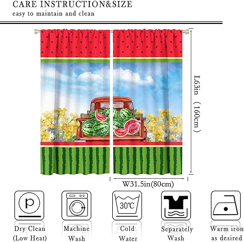 Miniatura 10 de INSFBRB Cortinas opacas abstractas y modernas de sandía para dormitorio, diseño de dibujos animados, con bonito diseño de frutas tropicales, fresas,