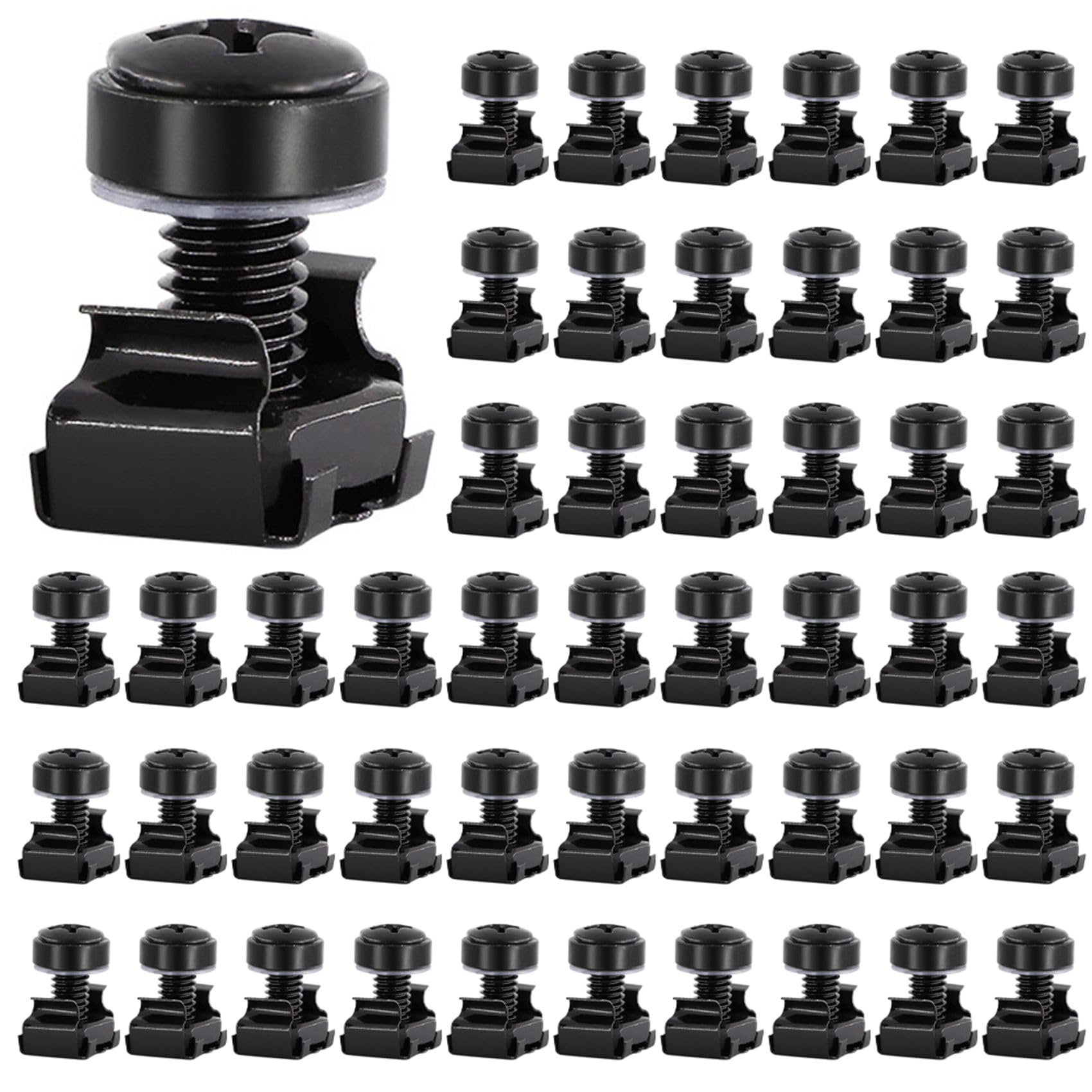 Ctrlzs Black 100Pc M6x16mm Computer Rack Mount Cage Screws And Nuts & Washers For Rack Mount Server Cabinet,Rack Mount Cage Nut