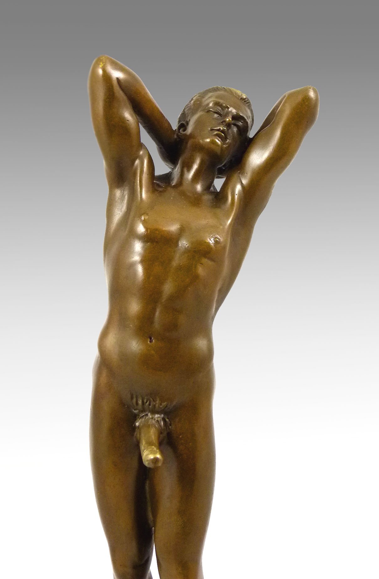 Kunst & Ambiente Statua Erotica/Sex - Uomo in Piedi con Pene Rigido - Firmato da M. Nick - Scultura Gay - Scultura Erotica per la Vendita