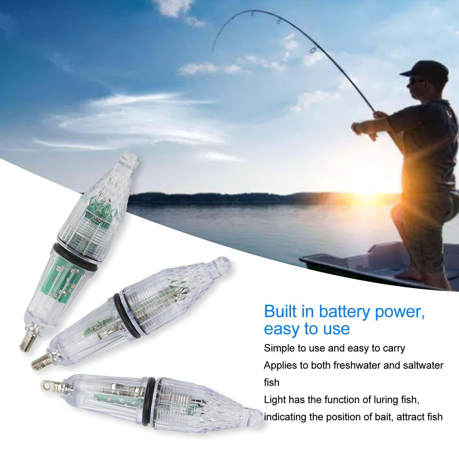 Luce da Pesca, 3 Pezzi Luce LED per Pesca Subacquea illuminata Cambia Colore Luce da Pesca a Goccia Profonda attrattiva per Pesca Notturna