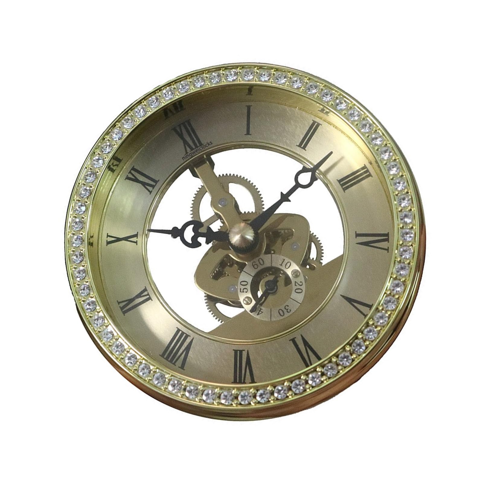 Kalttoy 100mm Crystal Clock Wrought Iron Perspective Table Clock Desk for Modern Interior Space Decoration Elegant Gold