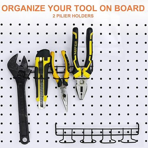 Miniatura 8 de Paquete de 16 ganchos utilitarios para tablero de clavijas, soportes para tablero de clavijas y estante para destornillador, accesorios