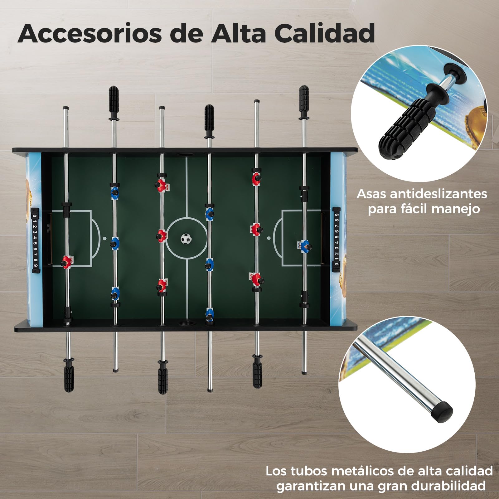 COSTWAY Futbolín de Mesa de 94 cm, Futbolines con Marcador, Patas Extraíbles, Juego de Fútbol para Sala de Juegos, Fiestas, Metegol, Futbolines para Niños y Adultos, 94 x 51 x 68,5 cm