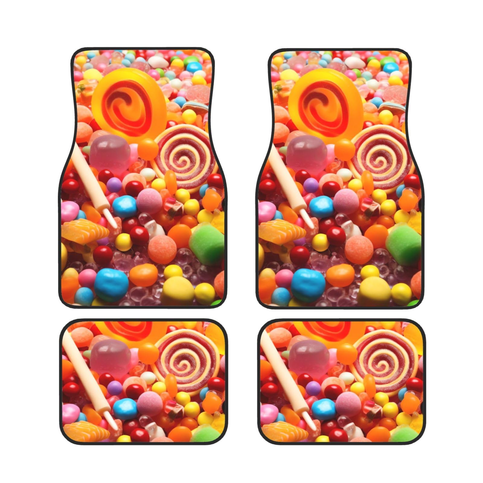 Juego de 4 alfombrillas universales de goma para coche, diseño de caramelos dulces, antideslizantes, decoración de talón, para la mayoría de vehículos