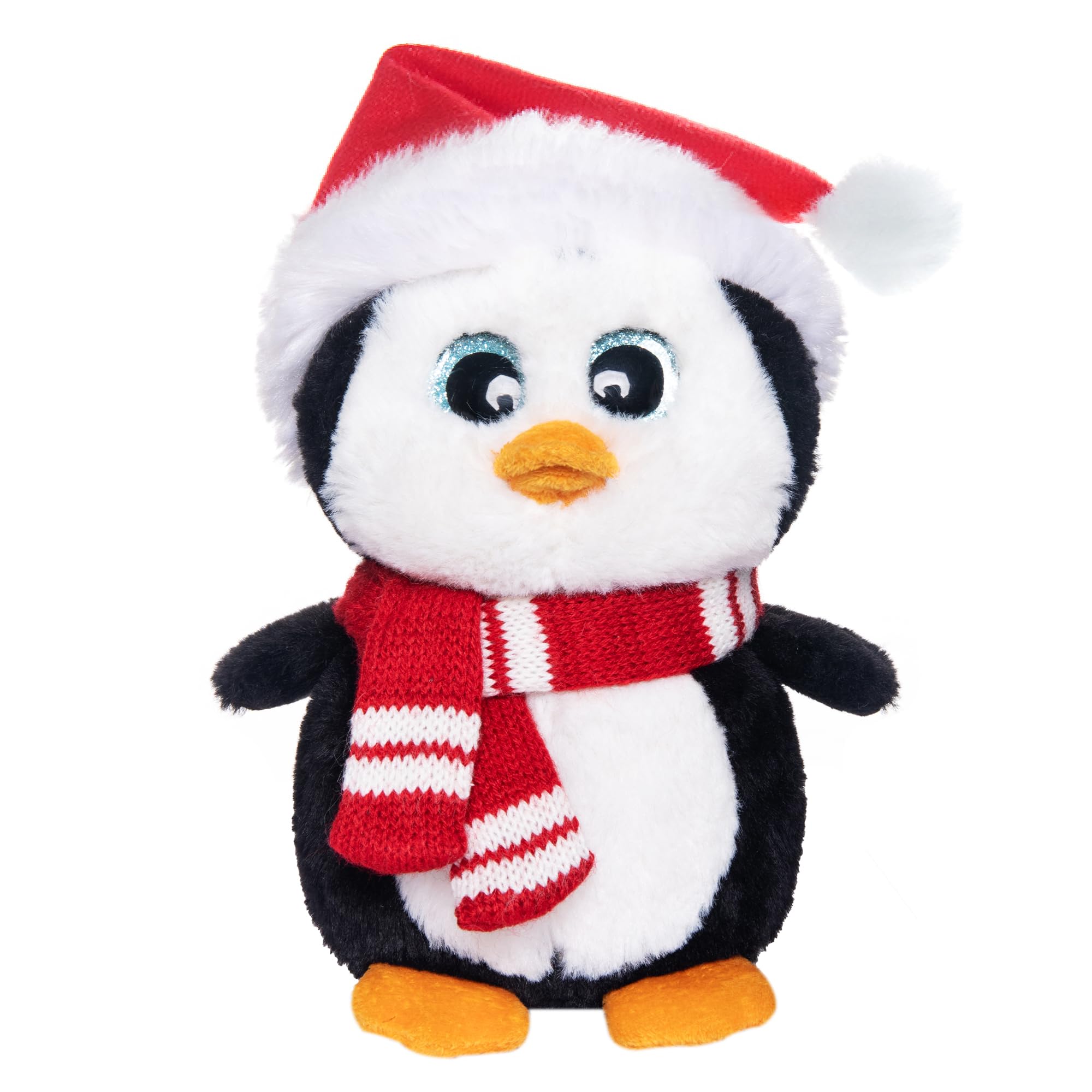 My OLi 7-Inch Penguin Christmas Plush Toy - Soft Stuffed Penguin with Santa Hat & Scarf - Festive Gift & Decor for Kids