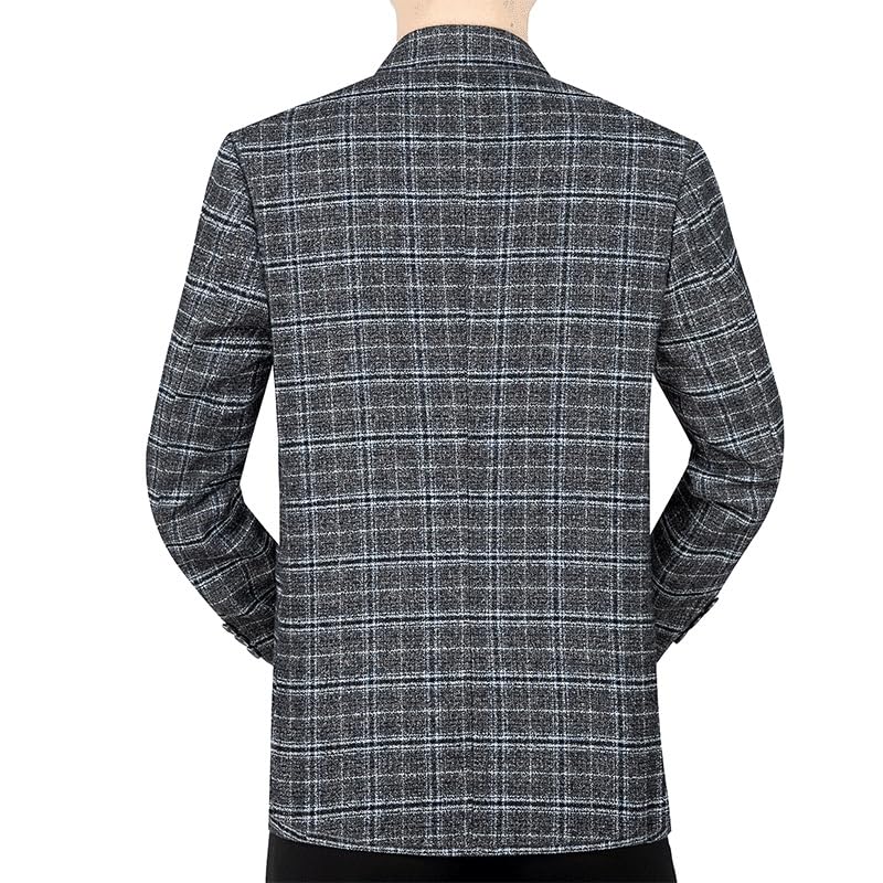 Mens Gray Blazers Plaid Casual Slim Fit Sport Coats Two Button Checkered Suit Jacket for Daily Party Business2