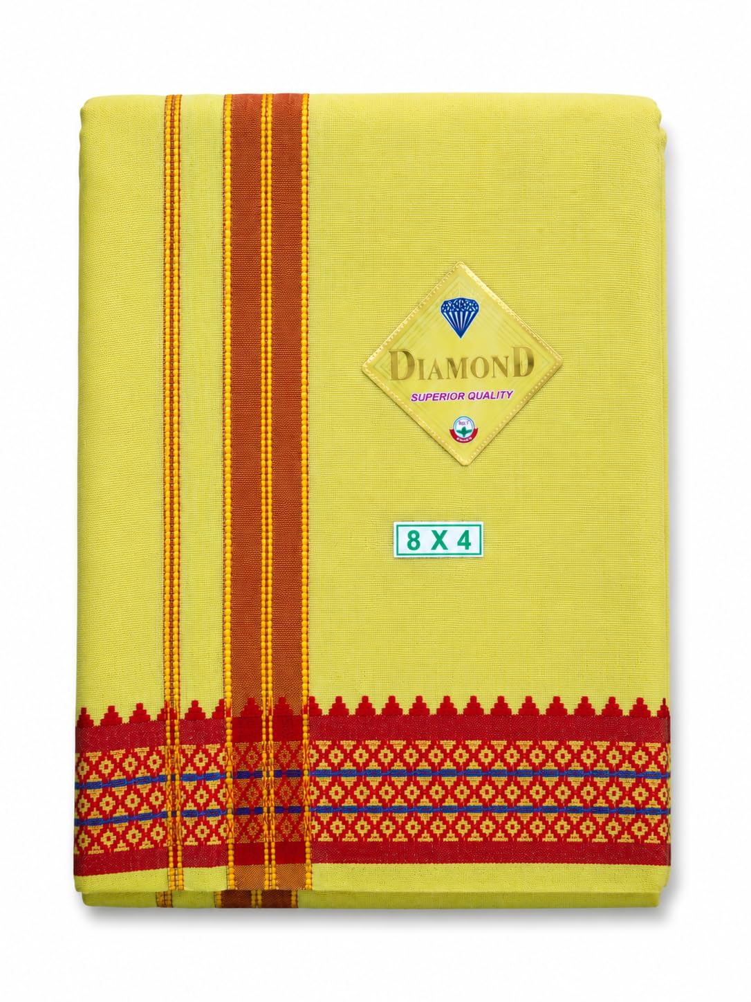 Traditional Mens Cotton Colour 8x4 Dhoti with Angavastram, 8+4 Panchakacham (Size: 3.60 Metres Dhoti with 1.80 Metres Towel Attached)-image-41