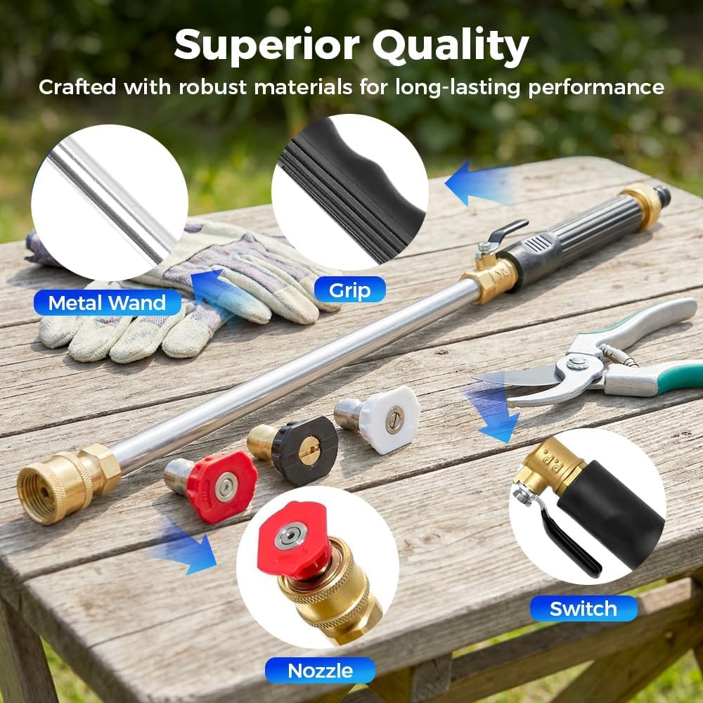 High Pressure Washer Nozzle for Garden Hose, 3 Jet Spray Tips for Patio, Driveway, Deck & Outdoor Cleaning