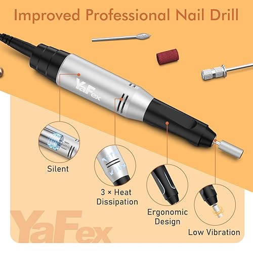 Miniatura 4 de YaFex Taladro de uñas profesional lima de uñas eléctrica de 30000 rpm para uñas acrílicas kit de lima de uñas eléctrico con una lámpara LED 6 brocas