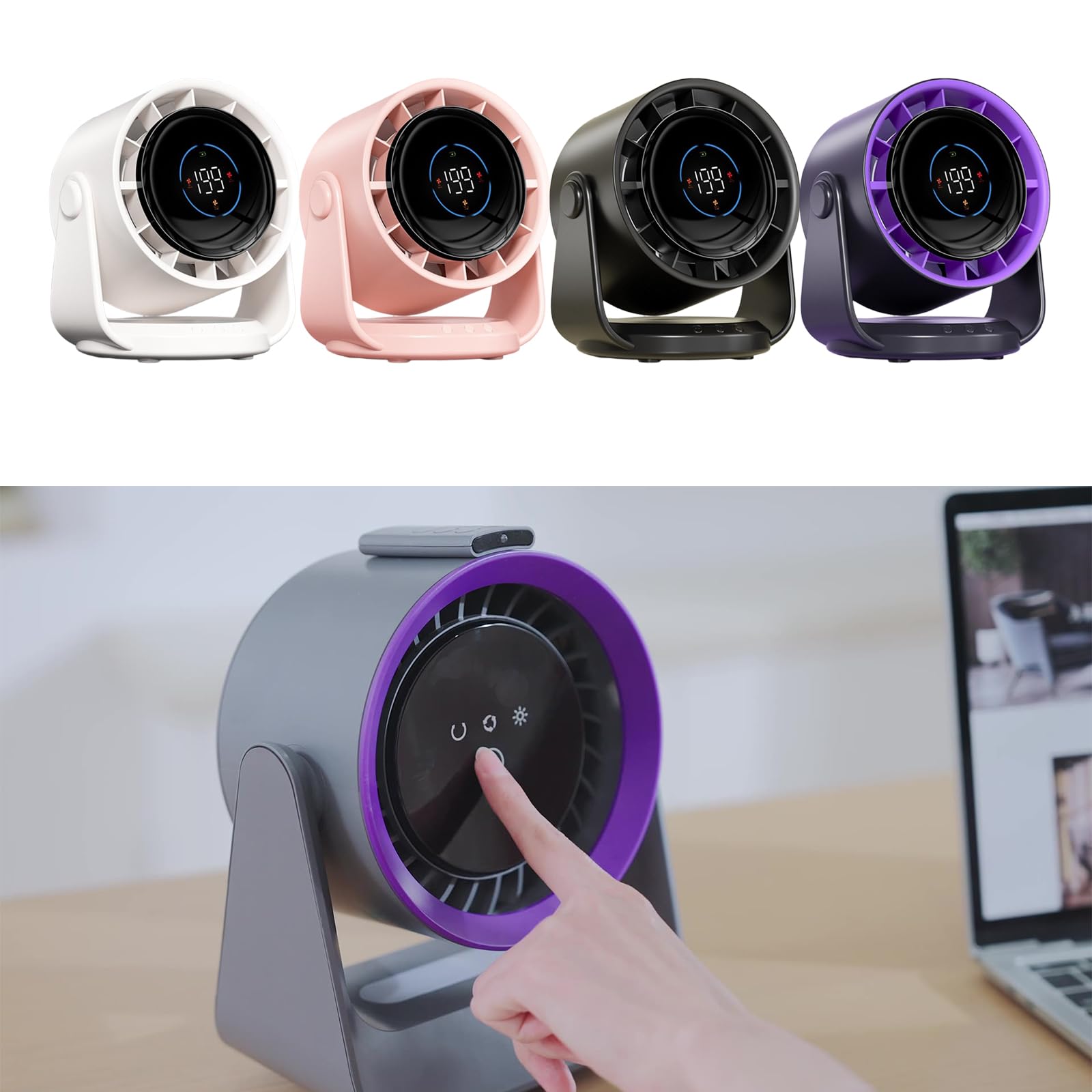 Ventilateur de refroidissement à affichage numérique 4000 mAh puissant pour voyage, bureau et utilisation en intérieur