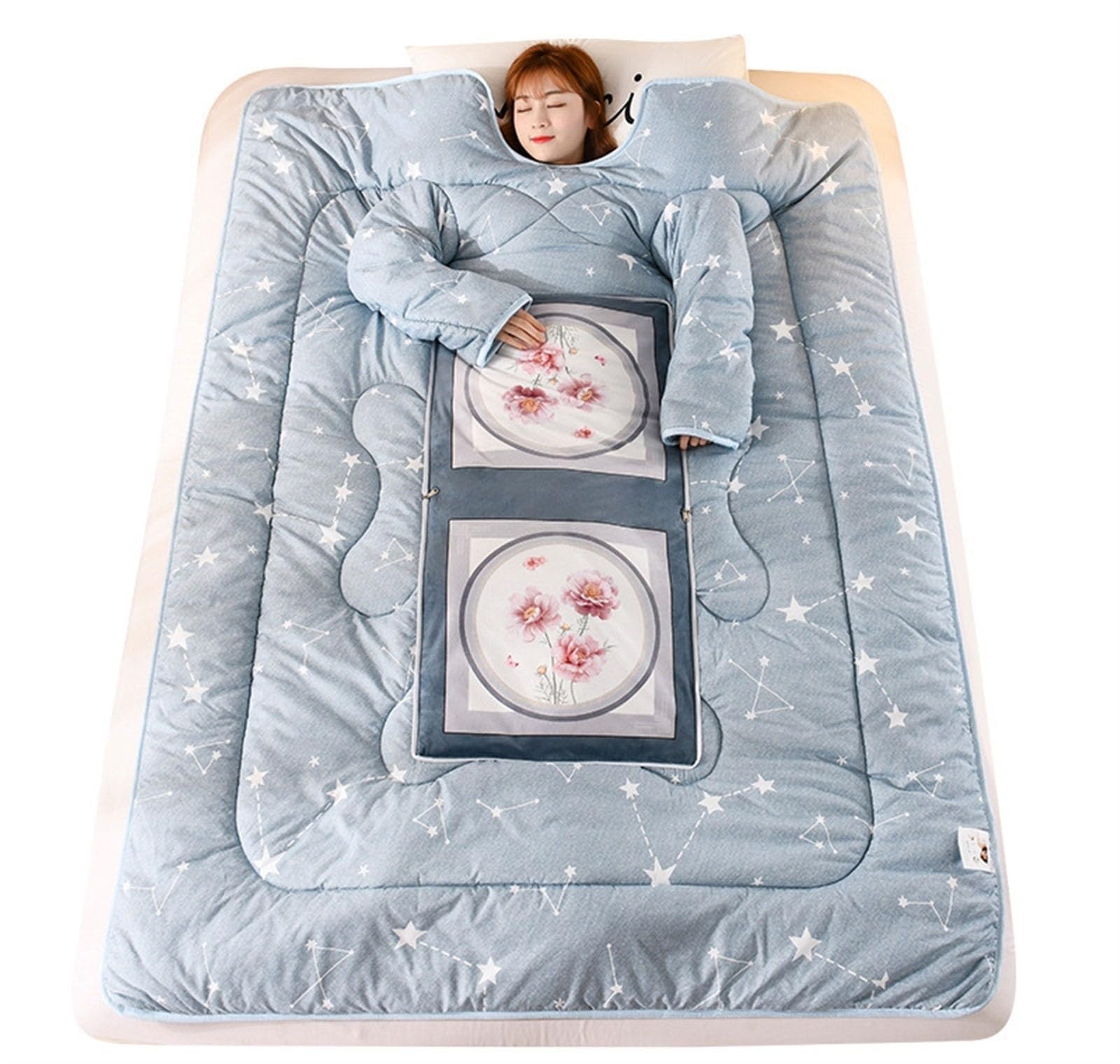 THUCHENYUC Lazy Quilt With Sleeves, Winter Warm Thickened Soft Wearable Quilt, Walking Blanket For Adult (Color : B, Size : 59.1 * 78.7in)