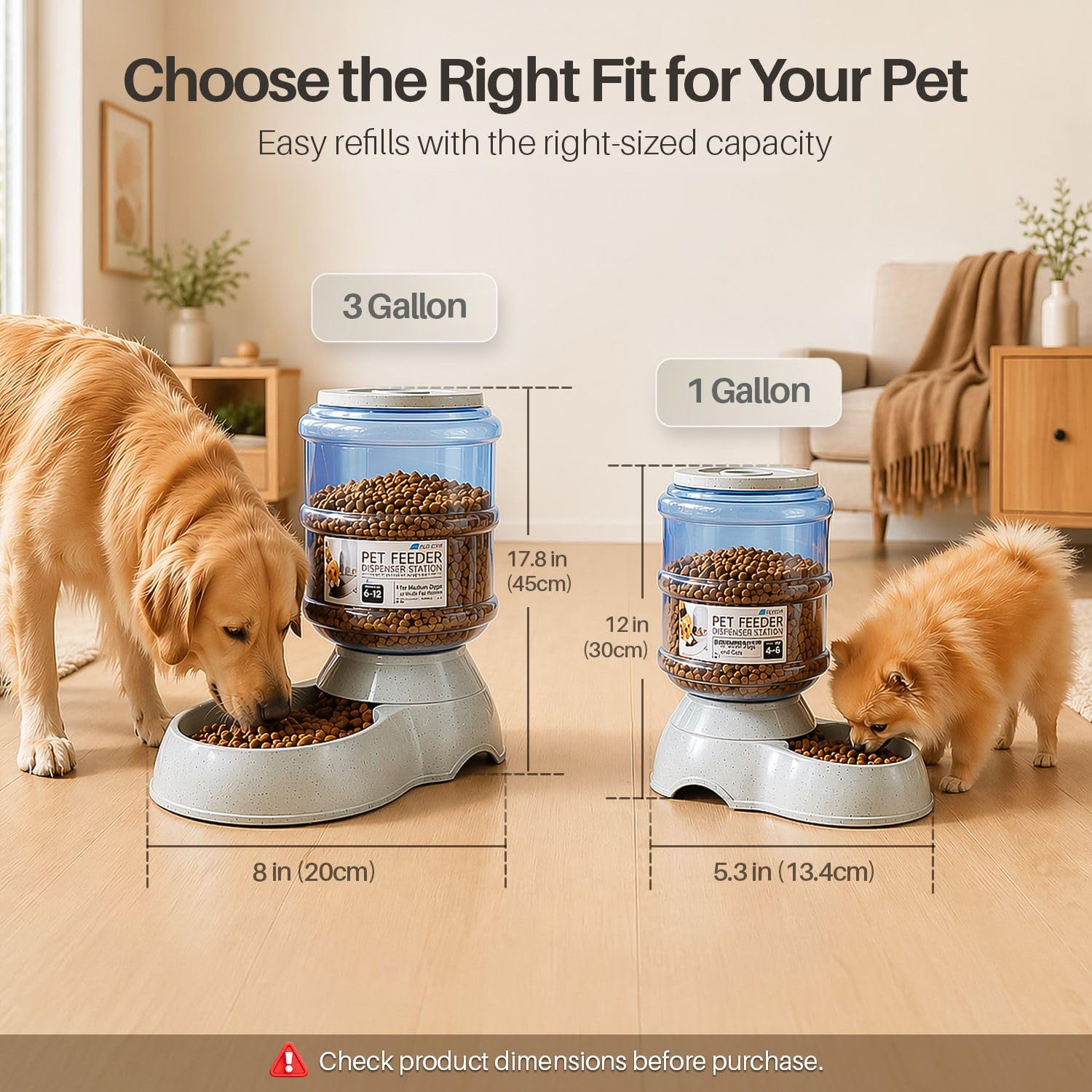 Flexzion Gravity - Dispensador de Alimentos para Mascotas (tamaño de 6 a 12 Libras) para Perros, Gatos, reposición automática, contenedor de Almacenamiento de Alimentos Secos, Cuenco para Perros y
