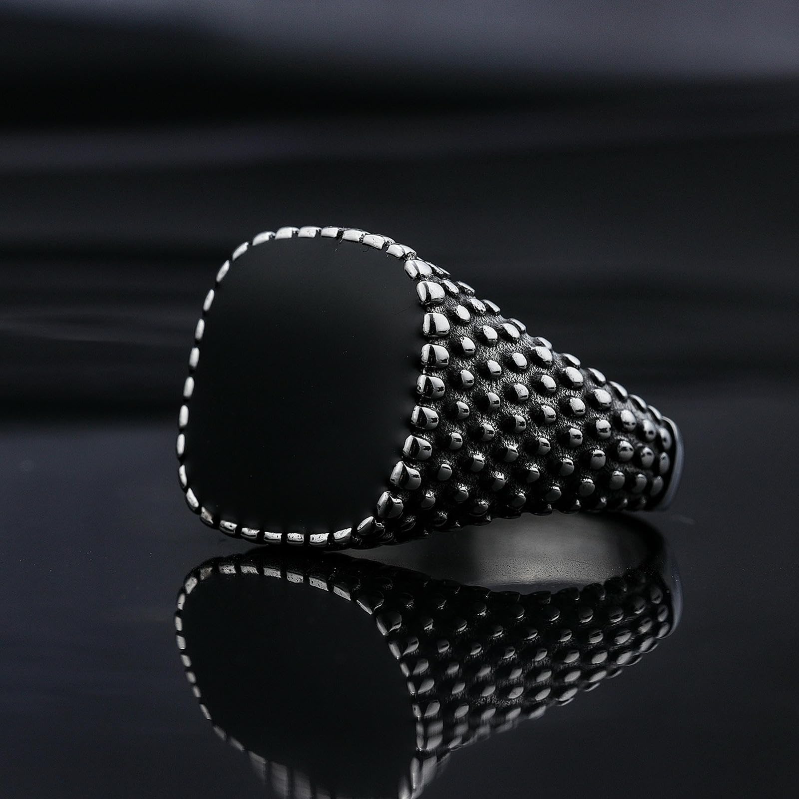Acciaio inossidabile Onice Nero Signet Anello Gioielli di Moda Stile Nordico Accessori Da Uomo