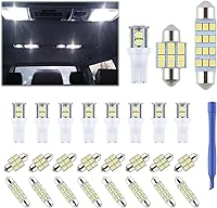 iFunyLED 24-Piece LED Car Interior Dome Light Kit - T10 194 DE3175 578 31mm 42mm Bulbs for Map License Plate Trunk Lights - 300% Brighter White