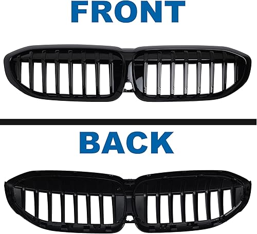 Miniatura 6 de Parrilla G20 - Rejilla de riñón negra compatible con la serie 3 2019-2022 G20 316i318i320i328i330i335i340i, ABS de un solo listón negro brillante