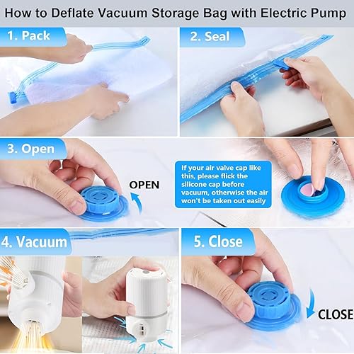 Miniatura 5 de Bomba de aire eléctrica 2 en 1 para inflables, bomba de bolsa de vacío portátil para bolsas de almacenamiento, bombas de inflador y desinflador para