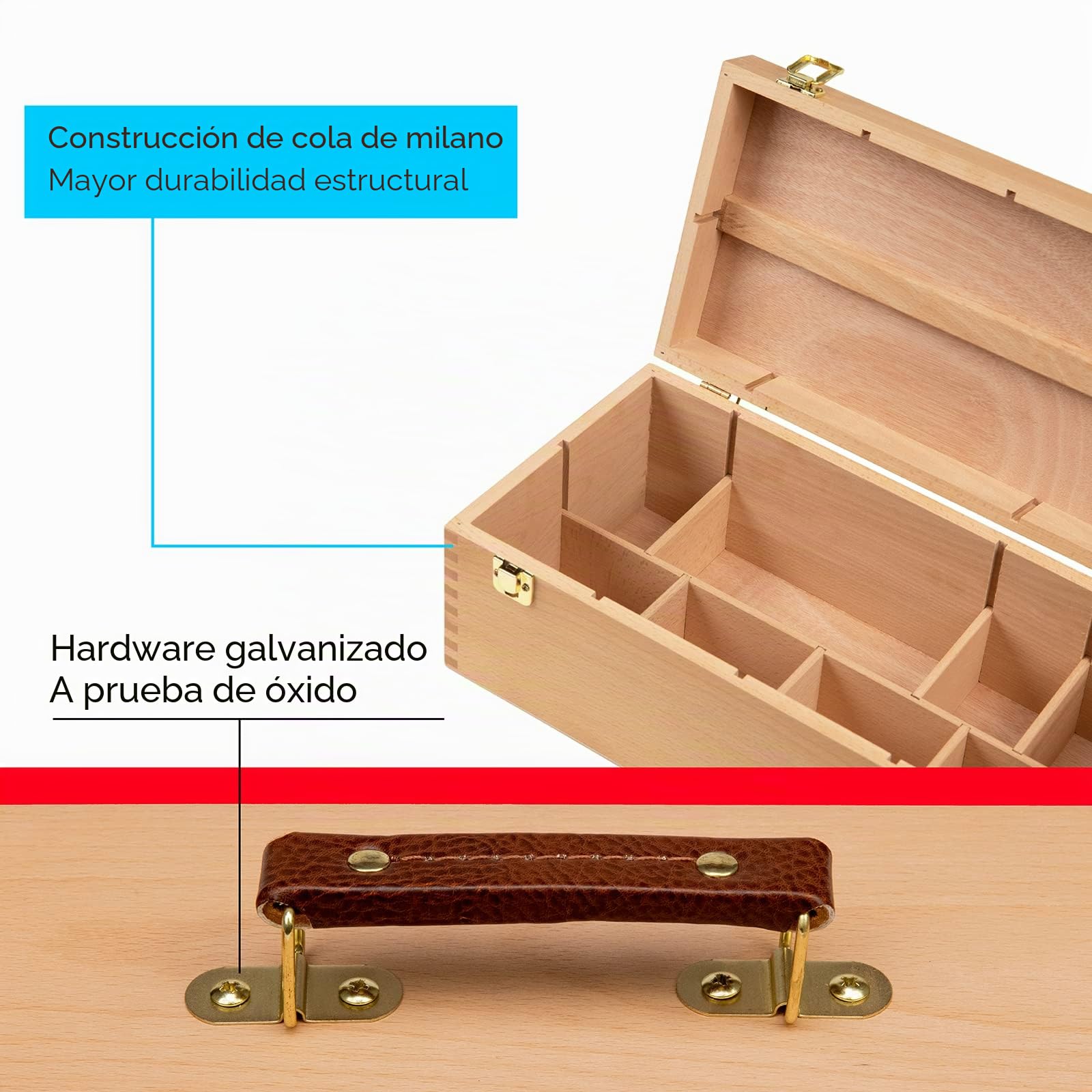MEEDEN Caja de almacenamiento grande de suministros de arte – Caja de herramientas multifuncional de madera de haya maciza con cajón(es) para pincel de pintura,