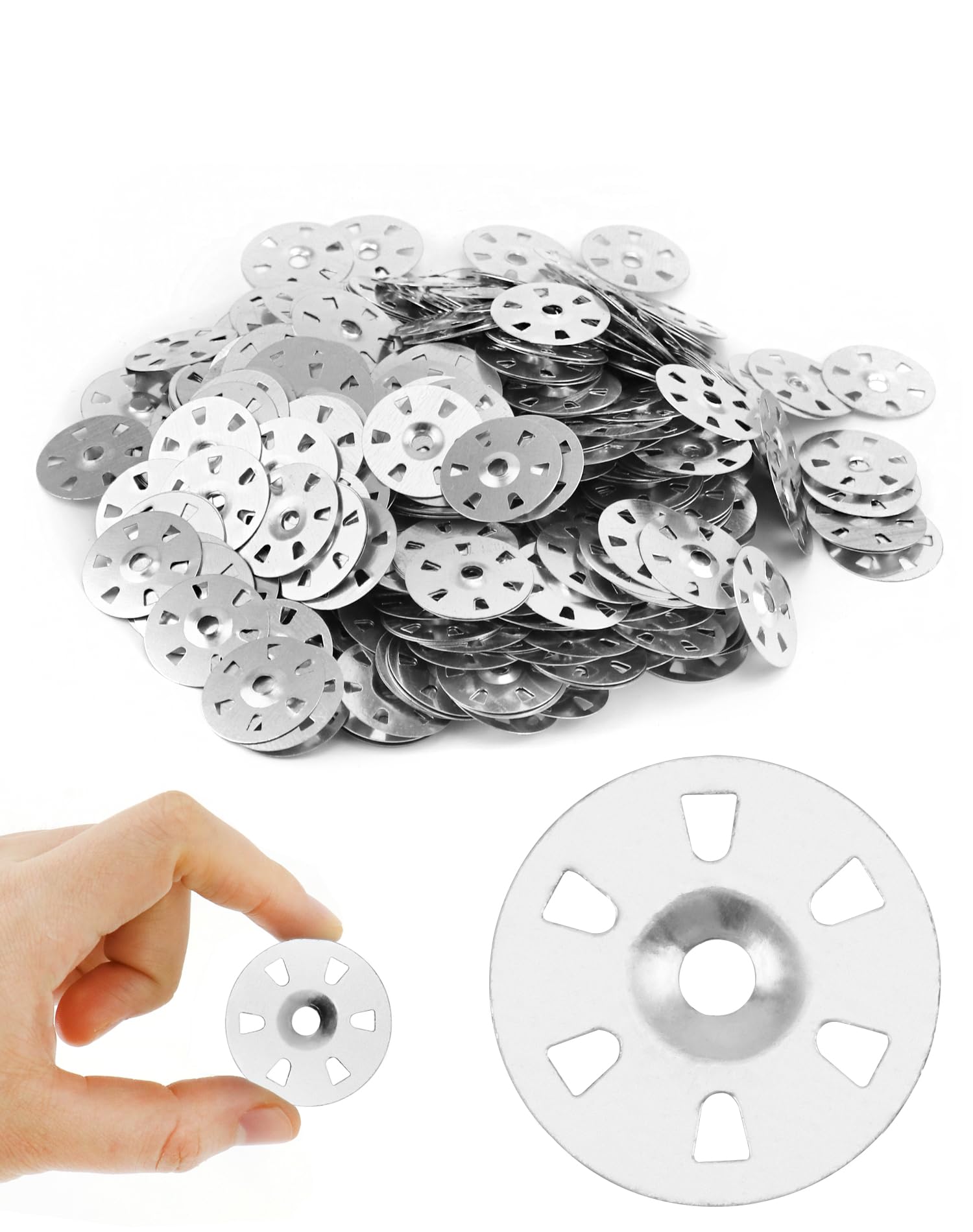 QWORK® 500 PCS/Pack 35mm Diameter Galvanized Steel Washers with Six Holes