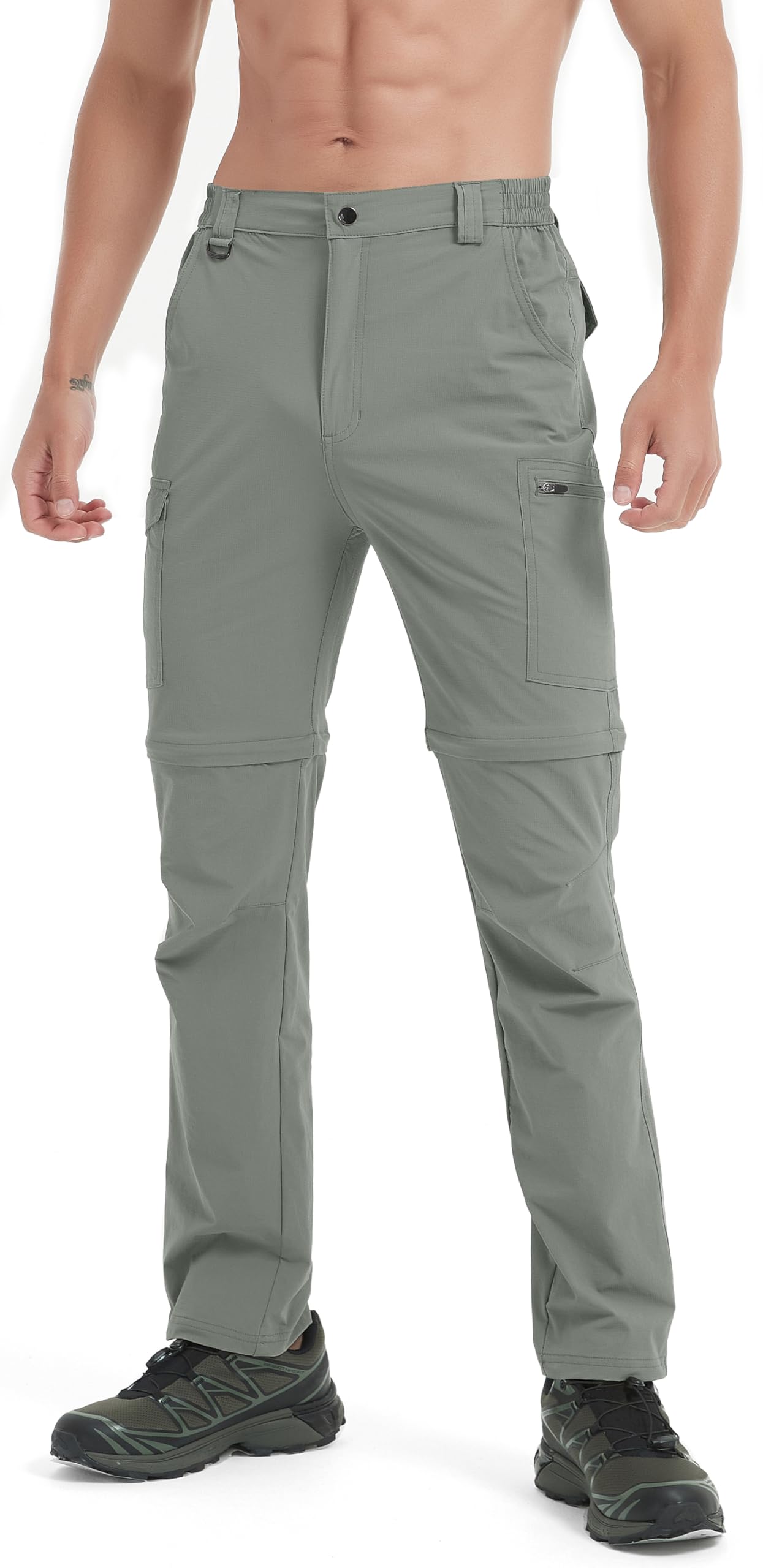 Pantaloni da trekking convertibili da uomo, con cerniera, leggeri, impermeabili, ad asciugatura rapida, per pesca, viaggi, safari, campeggio