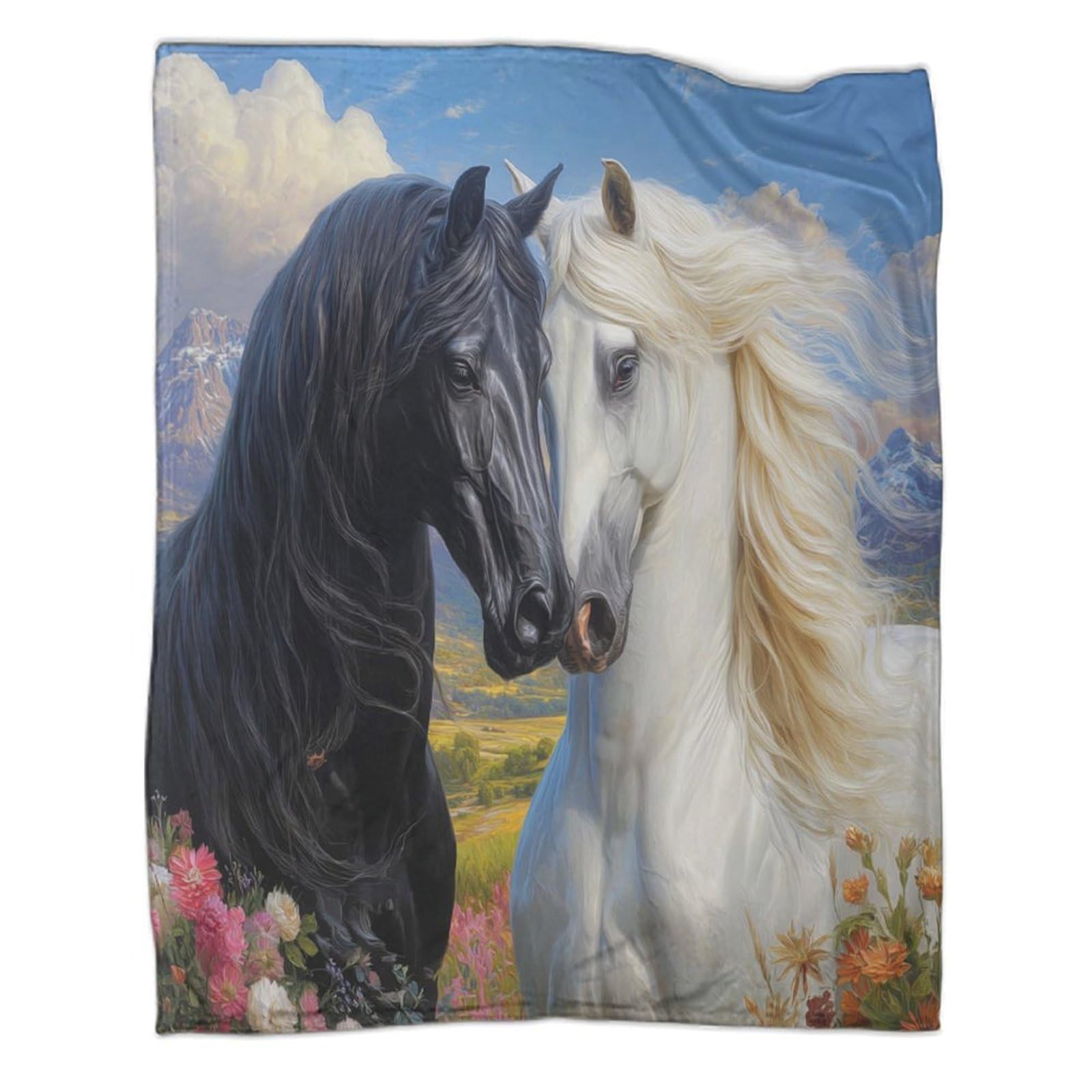 Couverture cheval en flanelle 3D 100x130 cm pour lit et canapé