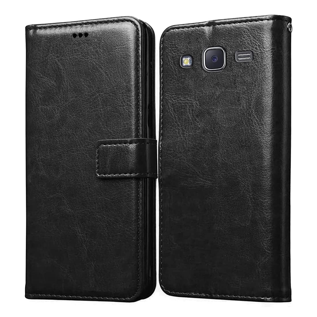 Casotec Flip Cover for Samsung Galaxy J5 | Premium Leather Finish | Inbuilt Pockets & Stand | Flip Case for Samsung Galaxy J5 (Black) (B09NC45CFT) Amazon Price History, Amazon Price Tracker