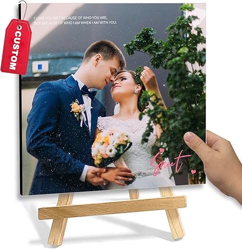 Marcos de fotos personalizados con caballete, regalos de fotos personalizados para parejas, amantes, familia, esposa, marido, marco de forma