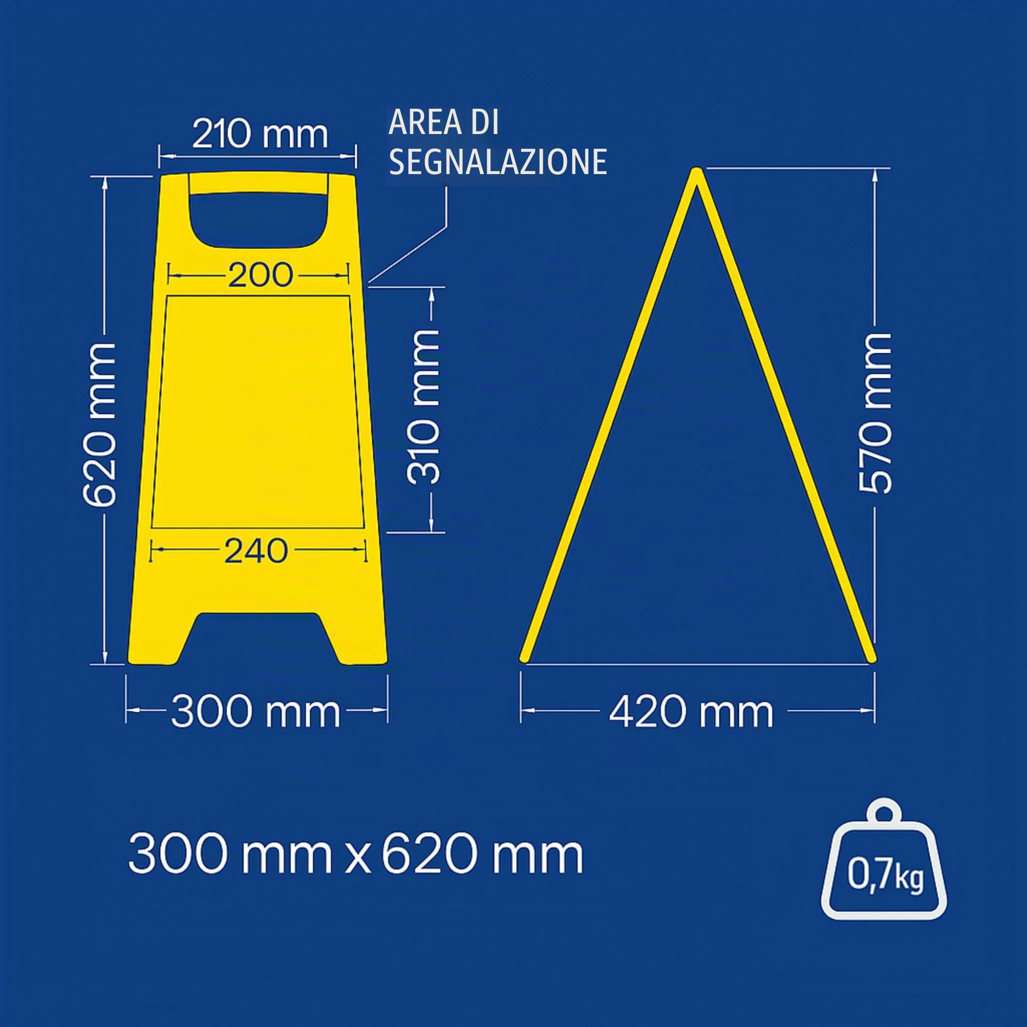 Cartello da pavimento senza testo | Segnale di sicurezza pieghevole giallo per interni ed esterni - leggero e resistente