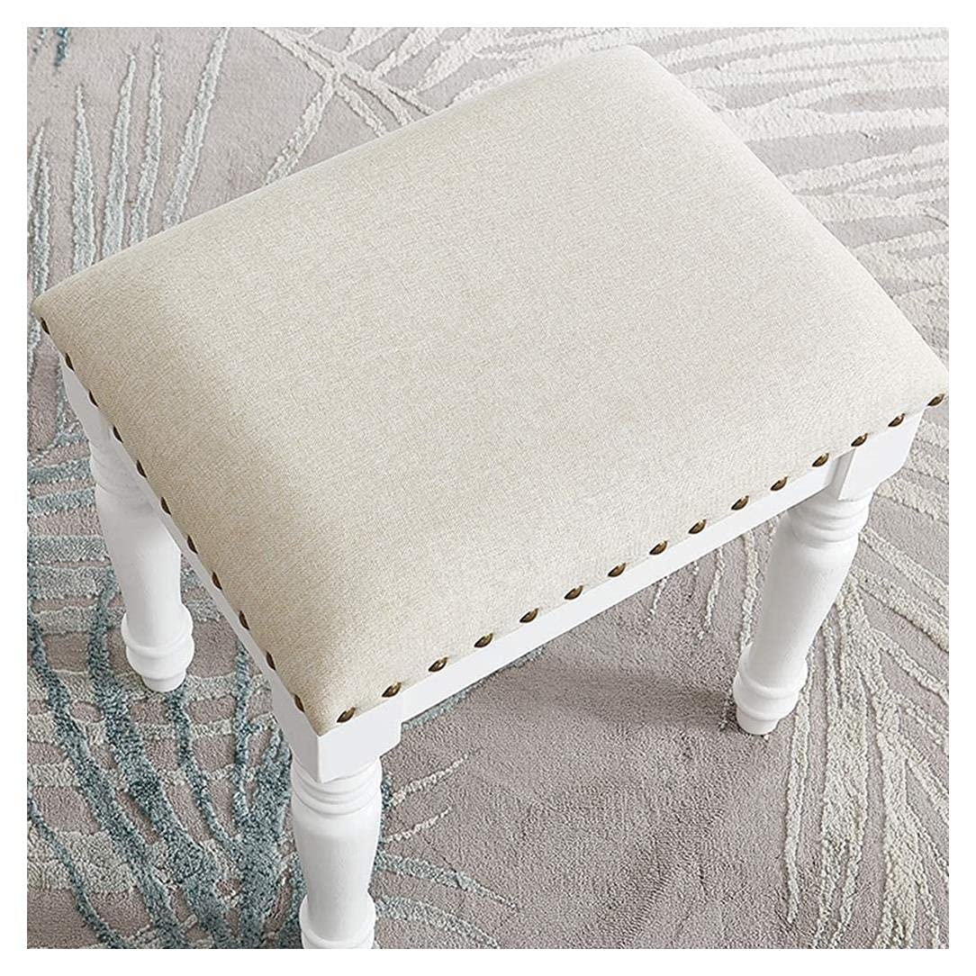 Sgabello da Toeletta per Pianoforte, Imbottito, per Tastiera di Pianoforte, per Soggiorno, in Legno, per Scarpe, Poggiapiedi, Bianco,Black