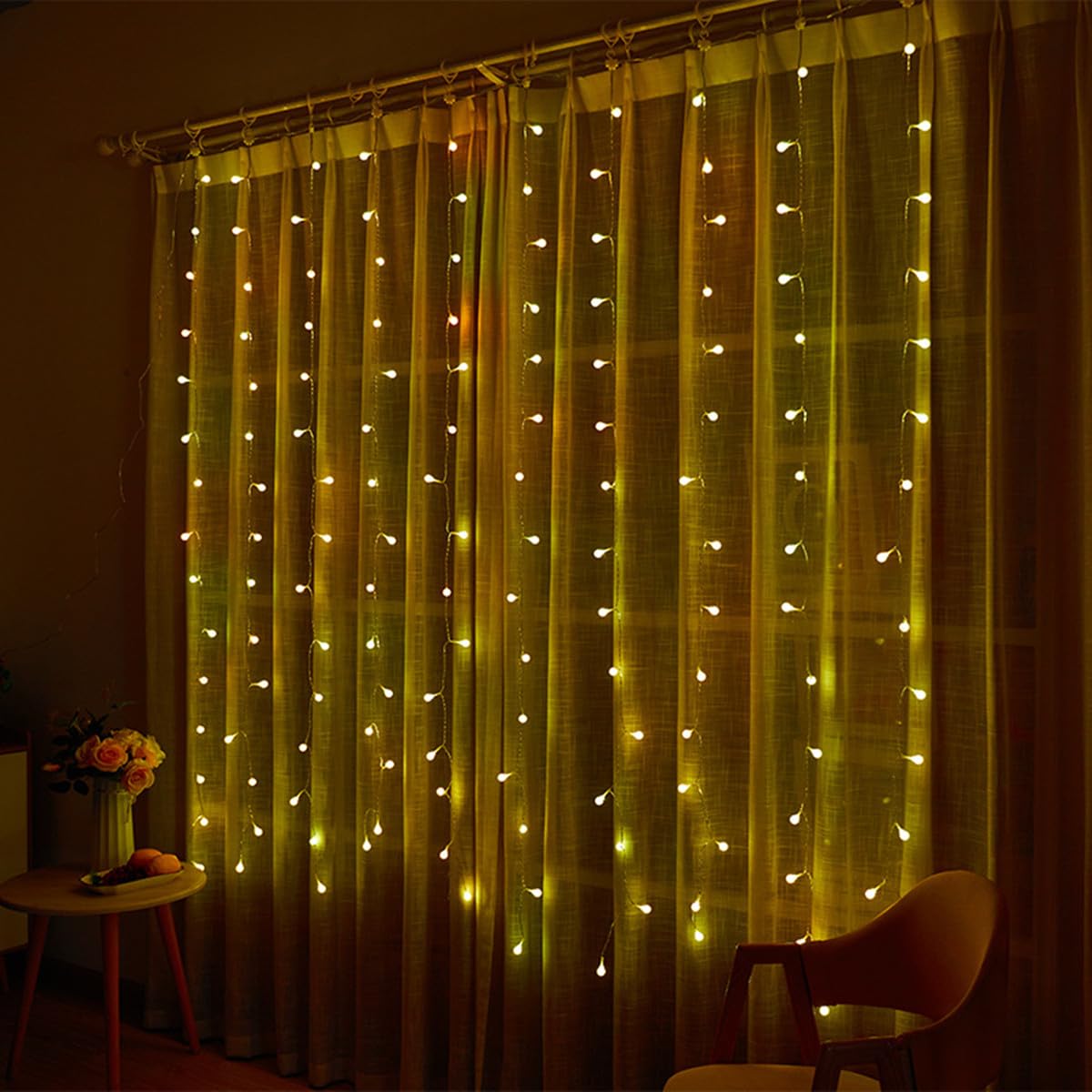 Rideau lumineux LED pour fenêtre - 2 m x 2 m - 180 LED - Fonctionne par USB - Changement de couleur RVB - Guirlande lumineuse pour mariage, décoration de fête